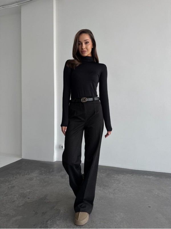 Жiночi теплi класичнi брюки чорного кольору 35773