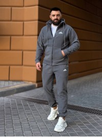 Теплий чоловічий костюм з флiсу графiтового кольору 35779