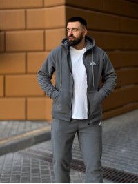 Теплий чоловічий костюм з флiсу графiтового кольору 35779