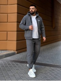 Теплий чоловічий костюм з флiсу графiтового кольору 35779