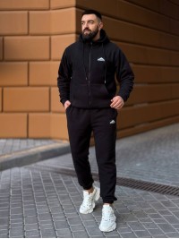 Теплий чоловічий костюм з флiсу чорного кольору 35780