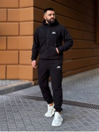 Теплий чоловічий костюм з флiсу чорного кольору 35780