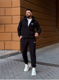 Теплий чоловічий костюм з флiсу чорного кольору 35780