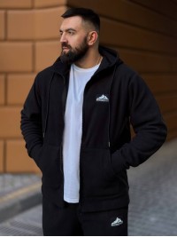 Теплий чоловічий костюм з флiсу чорного кольору 35780