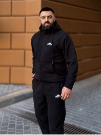 Теплий чоловічий костюм з флiсу чорного кольору 35780