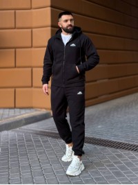 Теплий чоловічий костюм з флiсу чорного кольору 35780