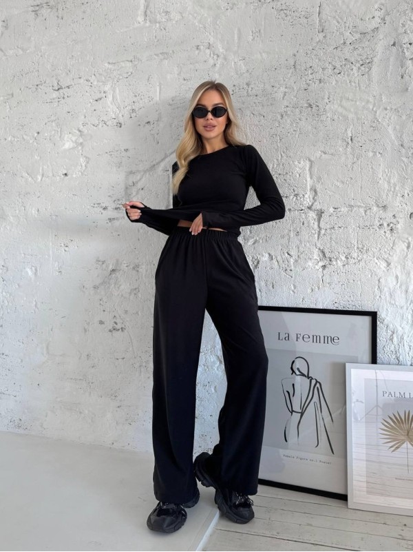 Жіночий прогулянковий термокостюм чорного кольору 35786