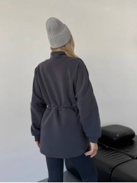 Жіноча тепла кофта на блискавці графiтового кольору 35790