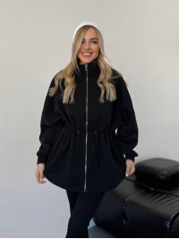 Жіноча тепла кофта на блискавці чорного кольору 35791