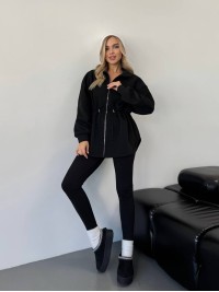 Жіноча тепла кофта на блискавці чорного кольору 35791