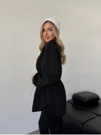Жіноча тепла кофта на блискавці чорного кольору 35791