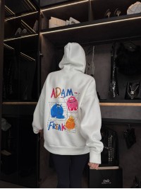 Жіноче тепле худі з малюнком молочного кольору 35794