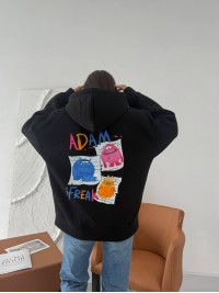 Жіноче тепле худі з малюнком чорного кольору 35795