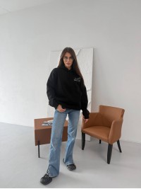 Жіноче тепле худі з малюнком чорного кольору 35795