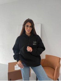 Жіноче тепле худі з малюнком чорного кольору 35795