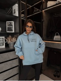 Жіноче тепле худі з малюнком блакитного кольору 35796