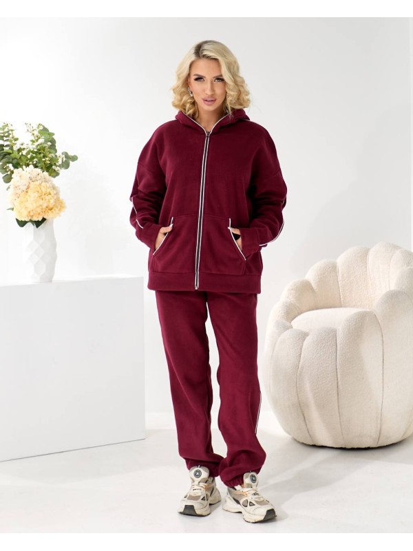 Жiночий теплий костюм на змiйцi бордового кольору 35803