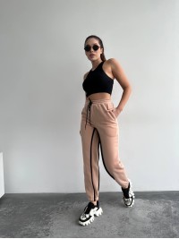 Жiночi спортивнi штани на флiсi бежевого кольору 35805