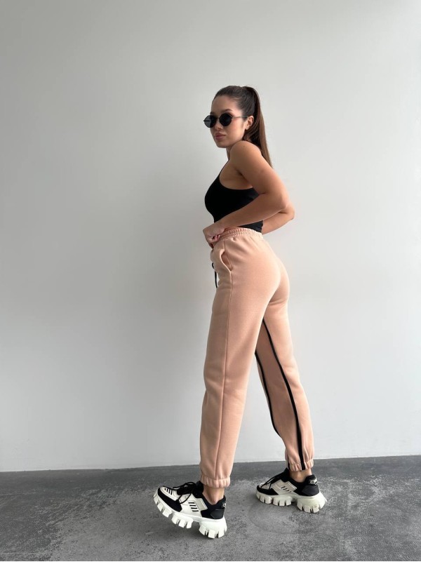 Жiночi спортивнi штани на флiсi бежевого кольору 35805