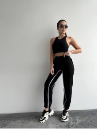 Жiночi спортивнi штани на флiсi чорного кольору 35806