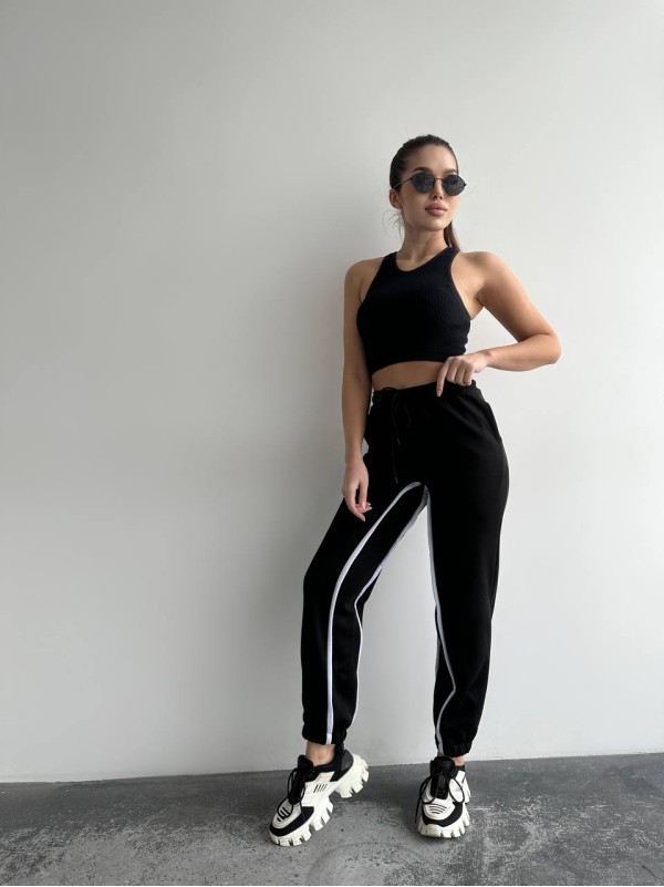 Жiночi спортивнi штани на флiсi чорного кольору 35806