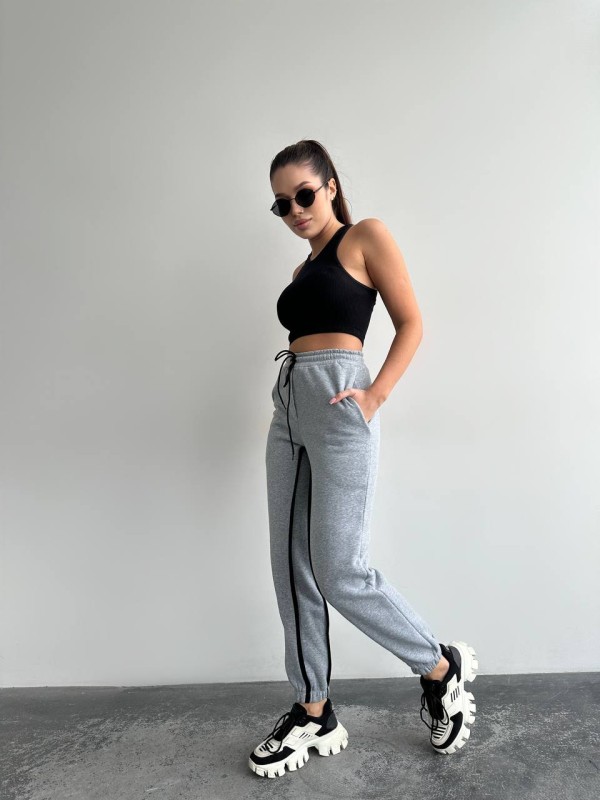 Жiночi спортивнi штани на флiсi сiрого кольору 35807