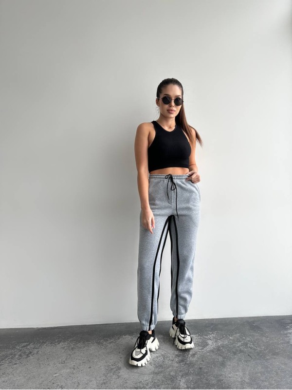 Жiночi спортивнi штани на флiсi сiрого кольору 35807