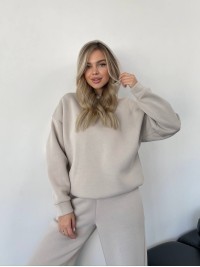 Теплий жiночий костюм з капюшоном бежевого кольору 35808