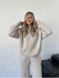 Теплий жiночий костюм з капюшоном бежевого кольору 35808