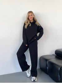 Теплий жiночий костюм з капюшоном чорного кольору 35810