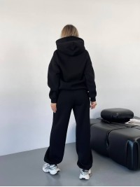 Теплий жiночий костюм з капюшоном чорного кольору 35810