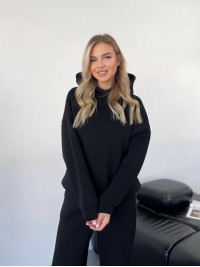 Теплий жiночий костюм з капюшоном чорного кольору 35810