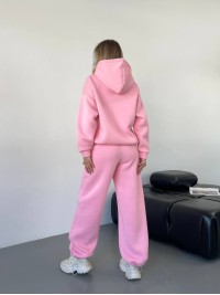 Теплий жiночий костюм з капюшоном рожевого кольору 35811