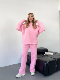 Теплий жiночий костюм з капюшоном рожевого кольору 35811