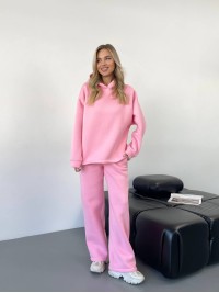 Теплий жiночий костюм з капюшоном рожевого кольору 35811