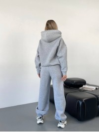 Теплий жiночий костюм з капюшоном сiрого кольору 35813