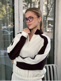 Жіночий теплий костюм з флісу молочного кольору 35815