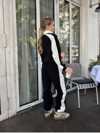 Жіночий теплий костюм з флісу чорного кольору 35816