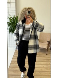 Теплий жiночий костюм сорочка+джогери сiрого кольору 35818