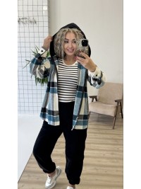 Теплий жiночий костюм сорочка+джогери бiрюзового кольору 35819