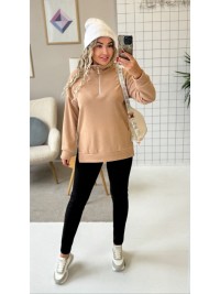 Теплий жiночий комплект лосiни+кофта бежевого кольору 35820