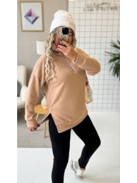 Теплий жiночий комплект лосiни+кофта бежевого кольору 35820