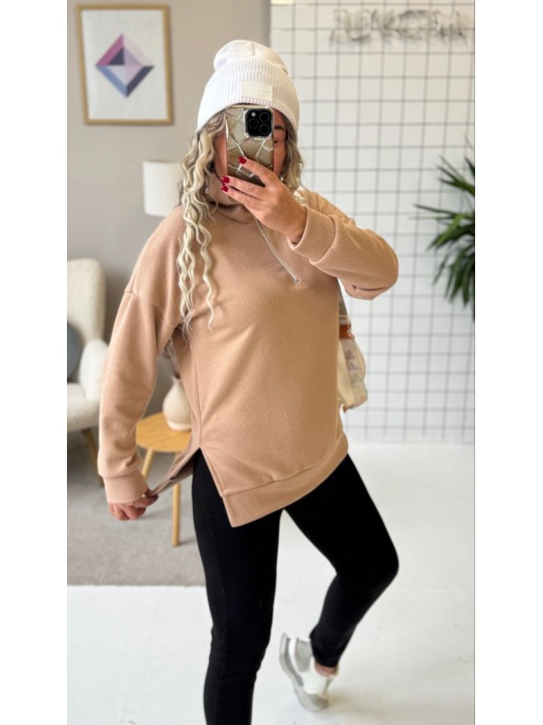 Теплий жiночий комплект лосiни+кофта бежевого кольору 35820