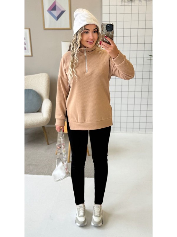 Теплий жiночий комплект лосiни+кофта бежевого кольору 35820