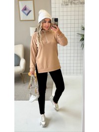 Теплий жiночий комплект лосiни+кофта бежевого кольору 35820