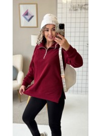Теплий жiночий комплект лосiни+кофта бордового кольору 35821