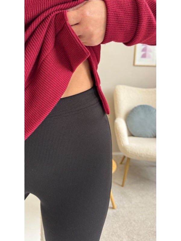 Теплий жiночий комплект лосiни+кофта бордового кольору 35821