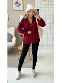 Теплий жiночий комплект лосiни+кофта бордового кольору 35821