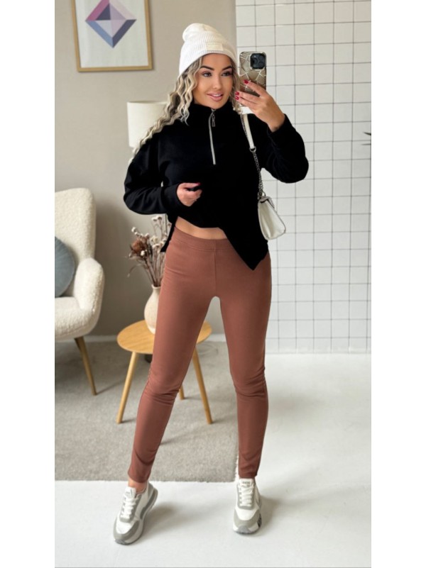 Теплий жiночий комплект лосiни+кофта чорного кольору 35822