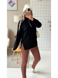 Теплий жiночий комплект лосiни+кофта чорного кольору 35822